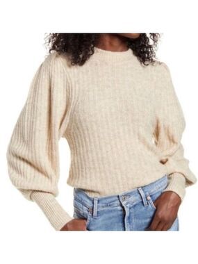 Leith Ribbed Puff Shoulder Sweater